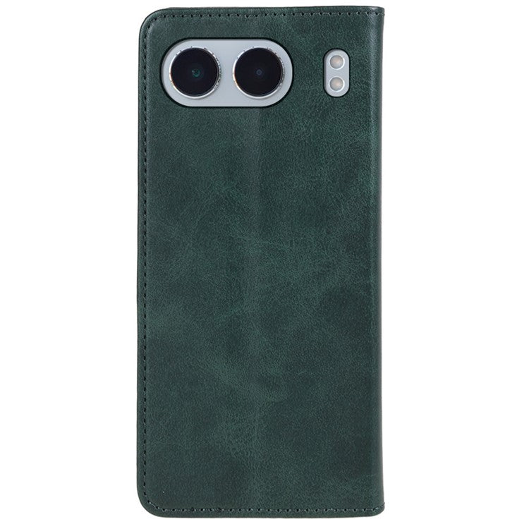 For OnePlus Nord 4 Case Wallet Leather Folio Phone Cover Magnetic Absorption Calf Texture - Green
