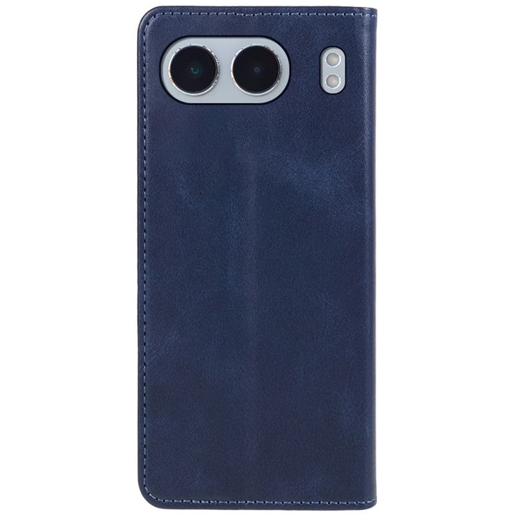 For OnePlus Nord 4 Case Wallet Leather Folio Phone Cover Magnetic Absorption Calf Texture - Blue