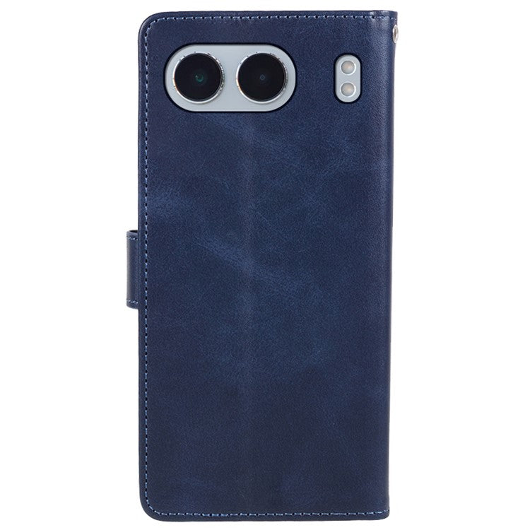 For OnePlus Nord 4 Case Card Holder Wallet PU Leather Phone Cover Calf Texture Wrist Strap - Blue