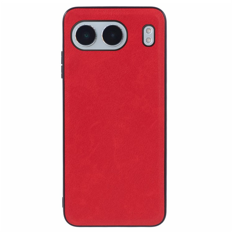 For OnePlus Nord 4 Case Leather Coated PC+TPU Retro Phone Back Cover - Red