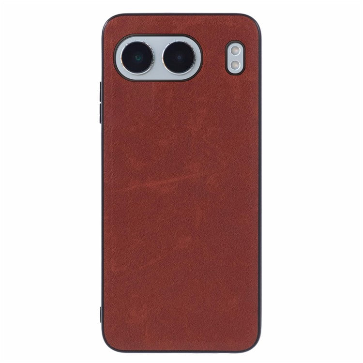 For OnePlus Nord 4 Case Leather Coated PC+TPU Retro Phone Back Cover - Brown