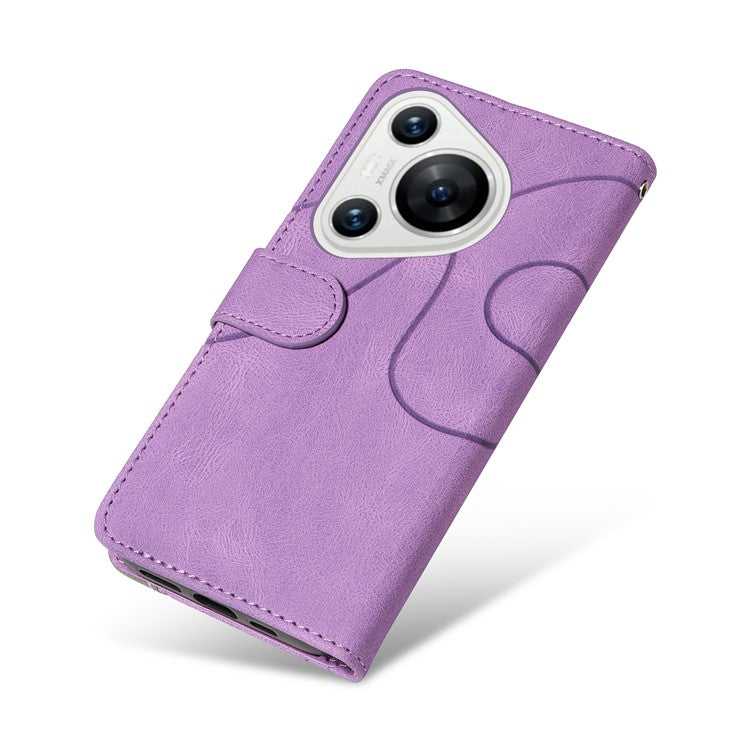 KT Leather Series-1 For Huawei Pura 70 Wallet Case Two-Color Splicing Stand Leather Phone Cover - Light Purple