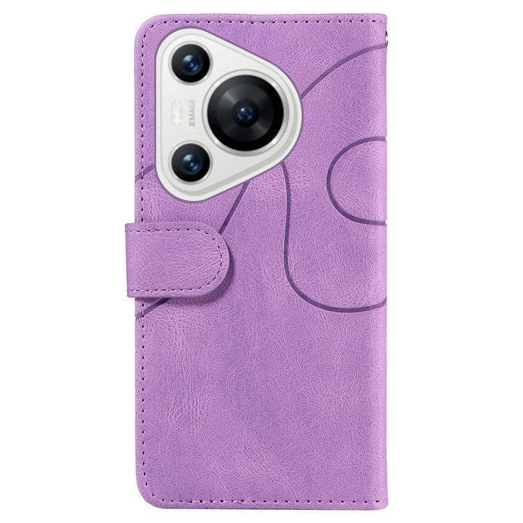 KT Leather Series-1 For Huawei Pura 70 Wallet Case Two-Color Splicing Stand Leather Phone Cover - Light Purple