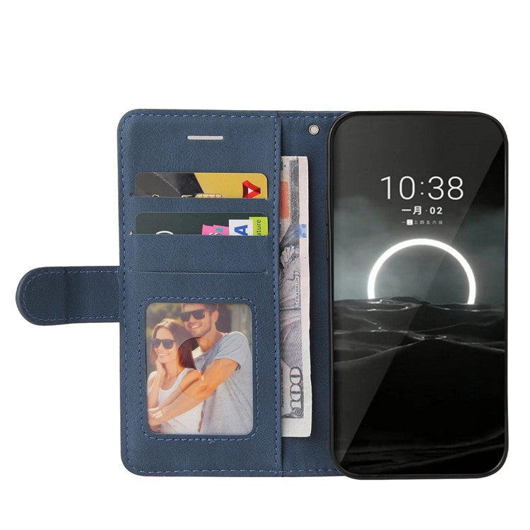 KT Leather Series-1 For Huawei Pura 70 Wallet Case Two-Color Splicing Stand Leather Phone Cover - Blue