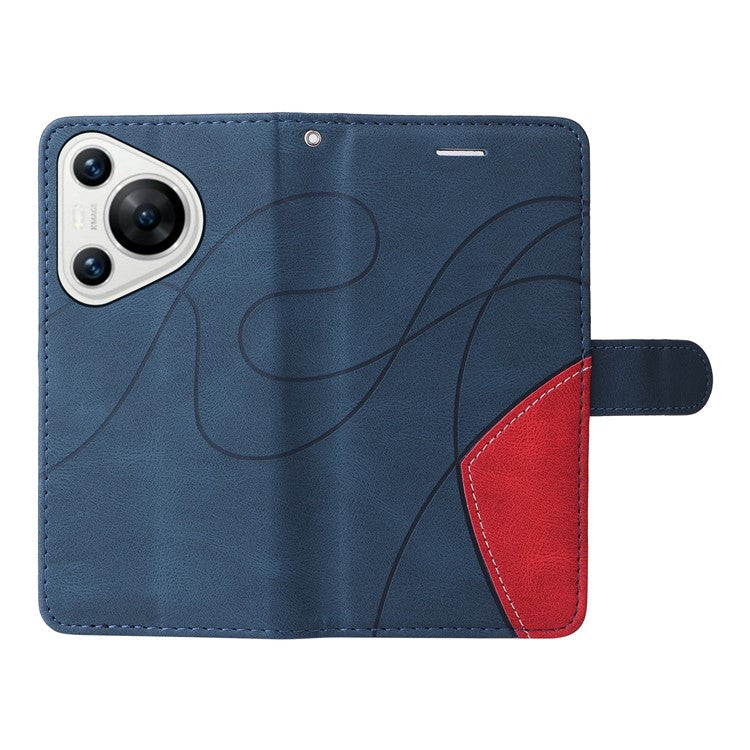 KT Leather Series-1 For Huawei Pura 70 Wallet Case Two-Color Splicing Stand Leather Phone Cover - Blue