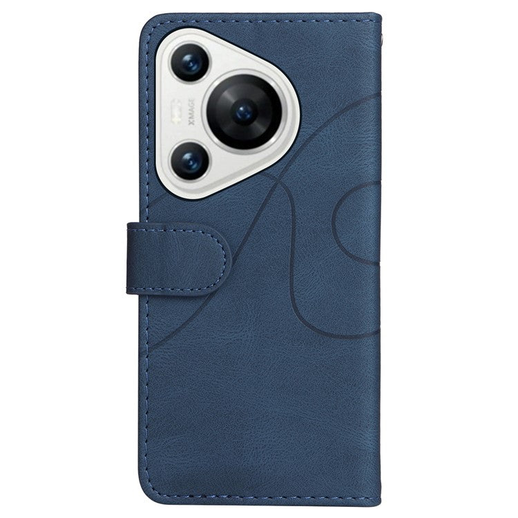 KT Leather Series-1 For Huawei Pura 70 Wallet Case Two-Color Splicing Stand Leather Phone Cover - Blue