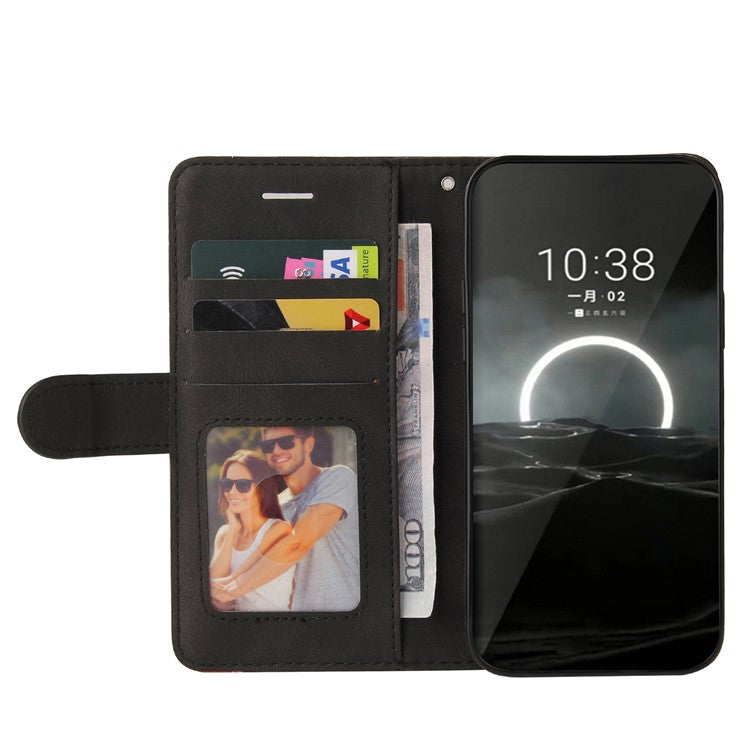 KT Leather Series-1 For Huawei Pura 70 Wallet Case Two-Color Splicing Stand Leather Phone Cover - Black