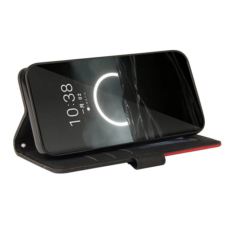 KT Leather Series-1 For Huawei Pura 70 Wallet Case Two-Color Splicing Stand Leather Phone Cover - Black