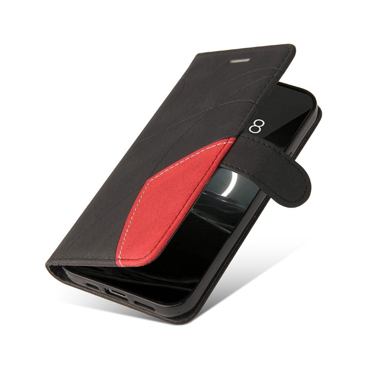 KT Leather Series-1 For Huawei Pura 70 Wallet Case Two-Color Splicing Stand Leather Phone Cover - Black