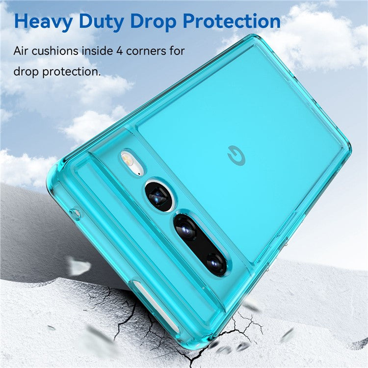 Candy Series Phone Case for Google Pixel 7 Pro, Airbag Corner Scratch-resistant Soft TPU Back Cover - Transparent Blue