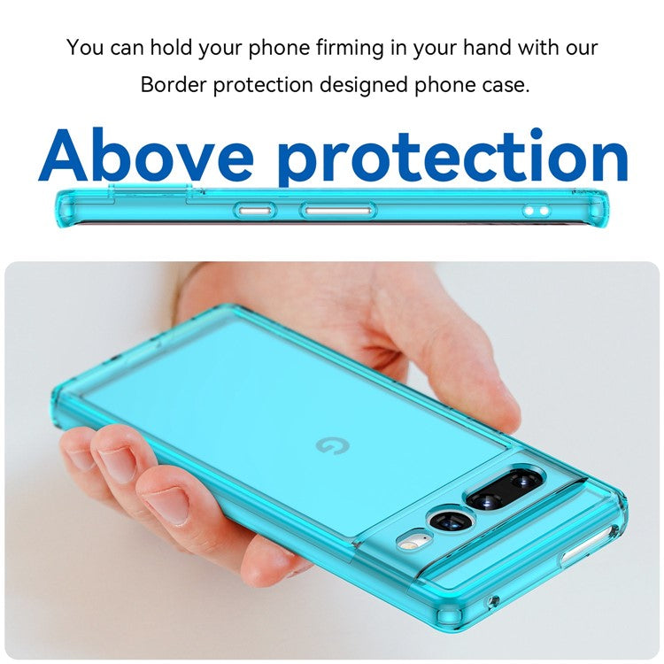 Candy Series Phone Case for Google Pixel 7 Pro, Airbag Corner Scratch-resistant Soft TPU Back Cover - Transparent Blue