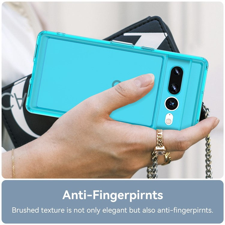 Candy Series Phone Case for Google Pixel 7 Pro, Airbag Corner Scratch-resistant Soft TPU Back Cover - Transparent Blue