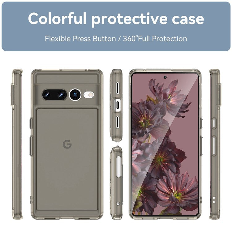 Candy Series Phone Case for Google Pixel 7 Pro, Airbag Corner Scratch-resistant Soft TPU Back Cover - Transparent Grey