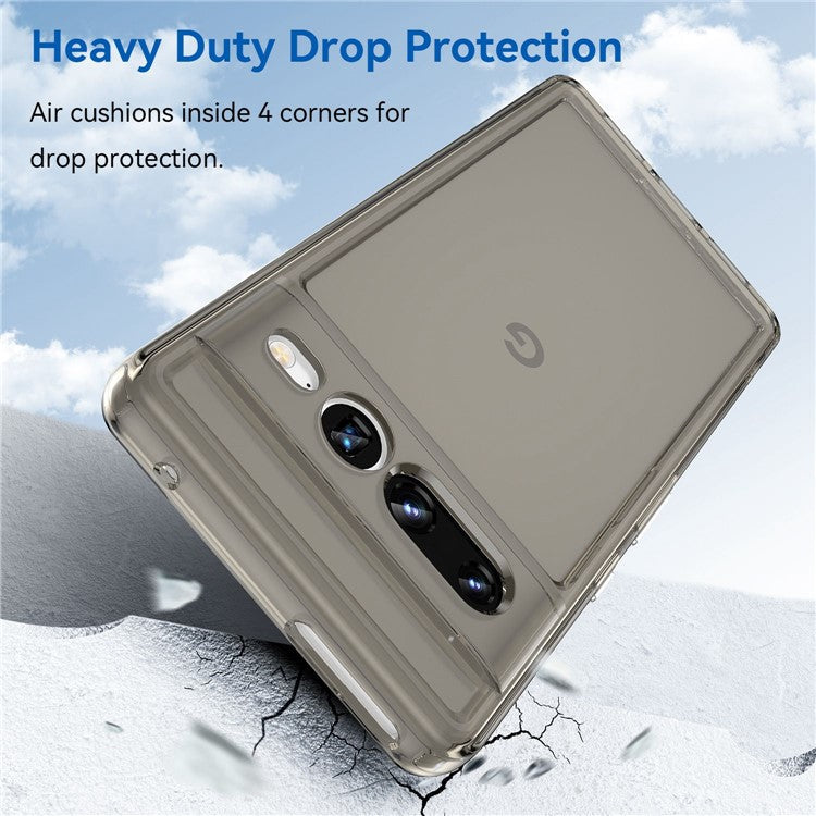 Candy Series Phone Case for Google Pixel 7 Pro, Airbag Corner Scratch-resistant Soft TPU Back Cover - Transparent Grey