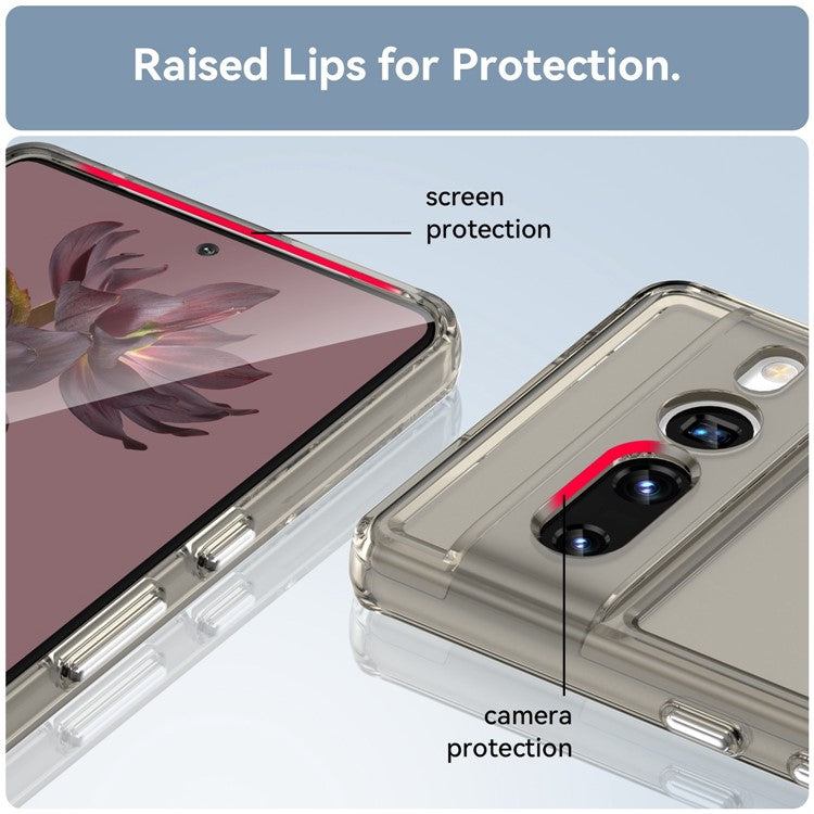 Candy Series Phone Case for Google Pixel 7 Pro, Airbag Corner Scratch-resistant Soft TPU Back Cover - Transparent Grey