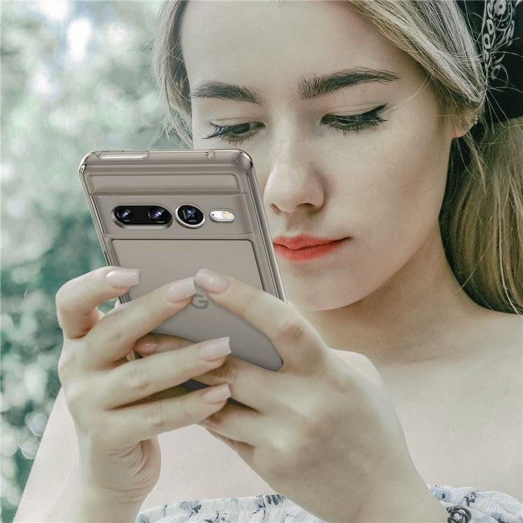 Candy Series Phone Case for Google Pixel 7 Pro, Airbag Corner Scratch-resistant Soft TPU Back Cover - Transparent Grey