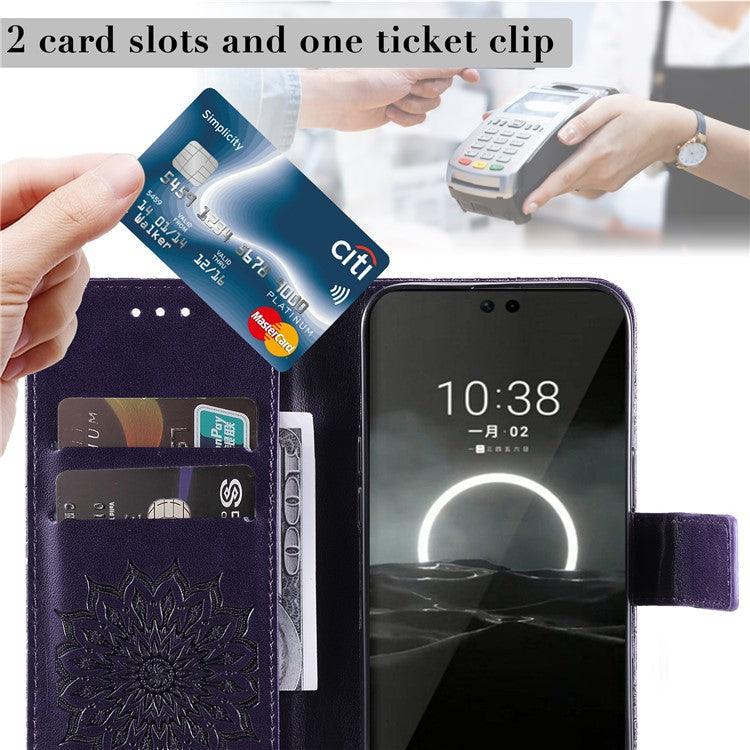 KT Imprinting Flower Series-1 For Huawei Pura 70 Case Leather Sunflower Phone Cover Stand Card Slot - Purple