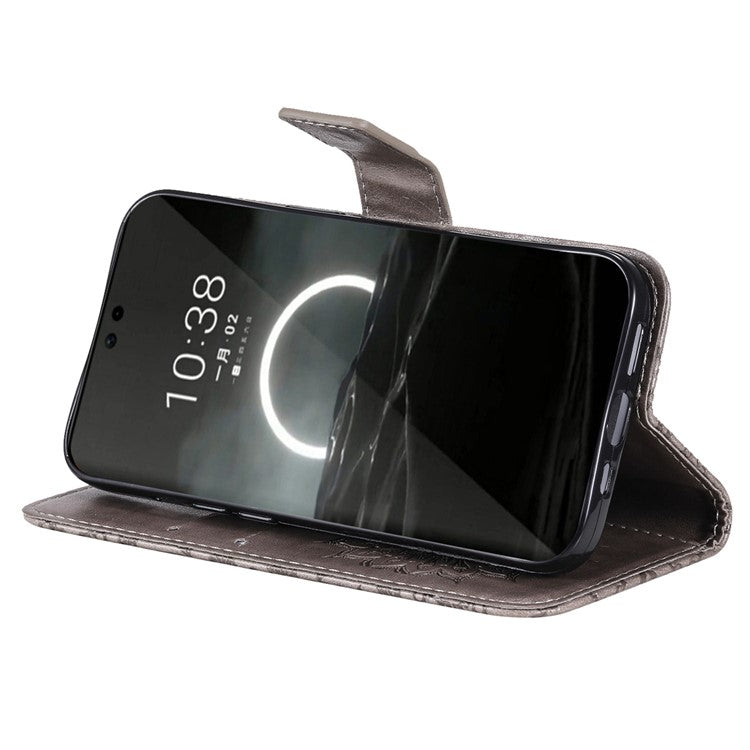 KT Imprinting Flower Series-1 For Huawei Pura 70 Case Leather Sunflower Phone Cover Stand Card Slot - Grey