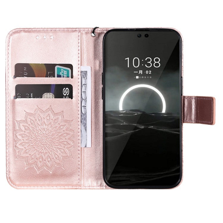 KT Imprinting Flower Series-1 For Huawei Pura 70 Case Leather Sunflower Phone Cover Stand Card Slot - Rose Gold