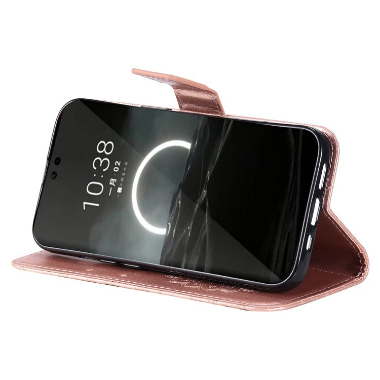 KT Imprinting Flower Series-1 For Huawei Pura 70 Case Leather Sunflower Phone Cover Stand Card Slot - Rose Gold