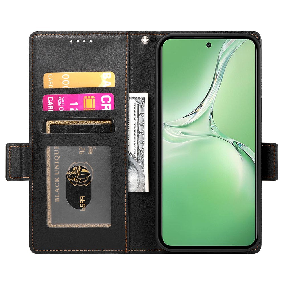DF-010 For Oppo K12 / OnePlus Nord CE4 5G Stand Case Anti-Drop PU Leather Wallet Phone Cover - Black