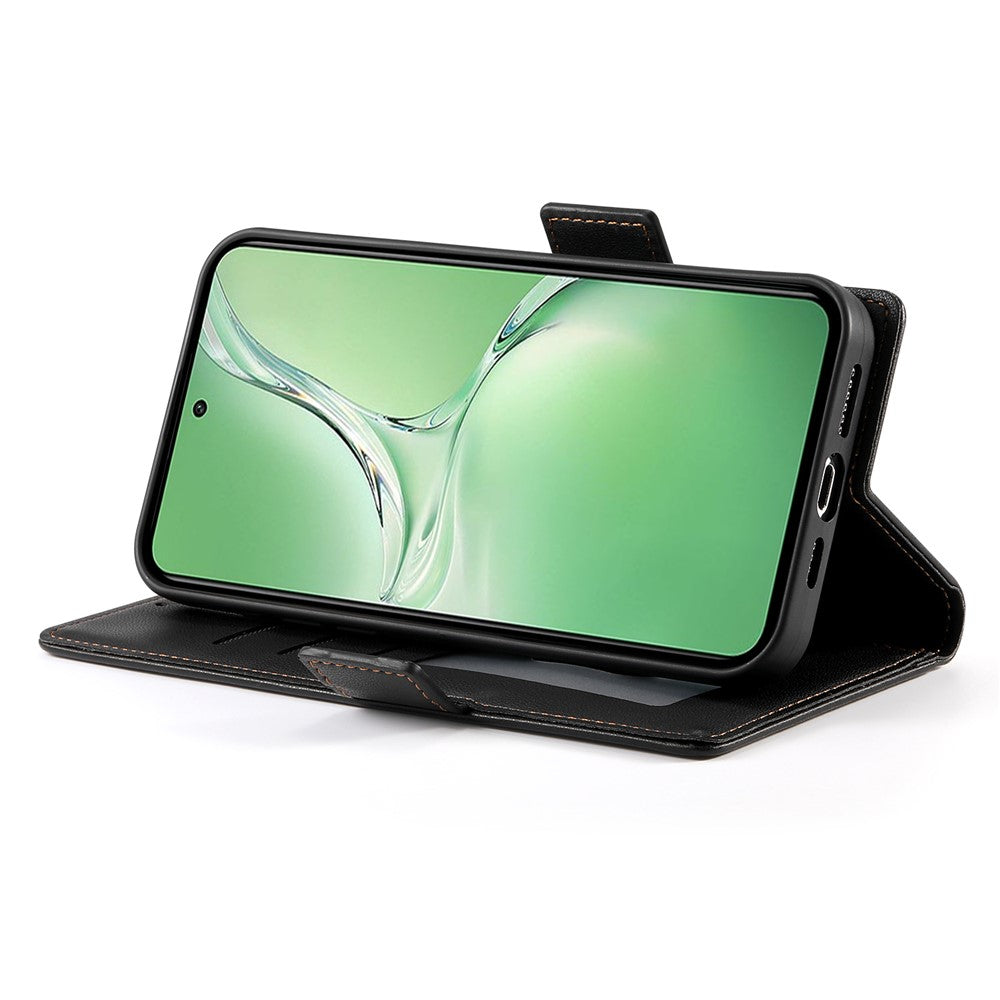 DF-010 For Oppo K12 / OnePlus Nord CE4 5G Stand Case Anti-Drop PU Leather Wallet Phone Cover - Black