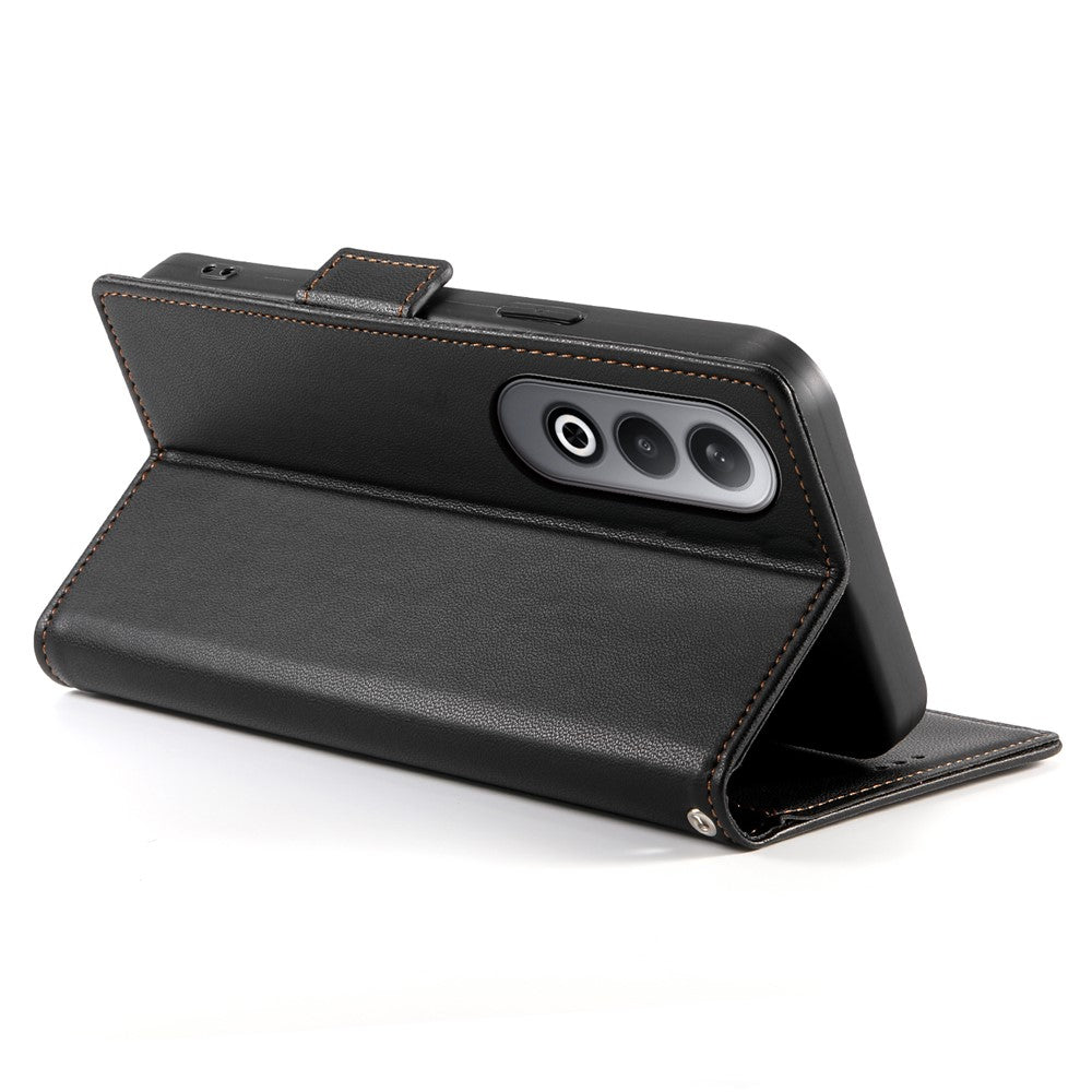 DF-010 For Oppo K12 / OnePlus Nord CE4 5G Stand Case Anti-Drop PU Leather Wallet Phone Cover - Black