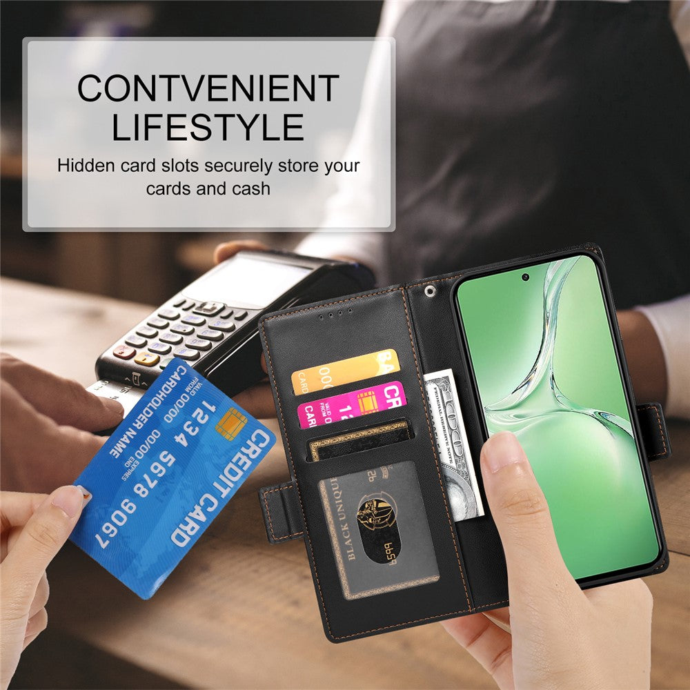 DF-010 For Oppo K12 / OnePlus Nord CE4 5G Stand Case Anti-Drop PU Leather Wallet Phone Cover - Black
