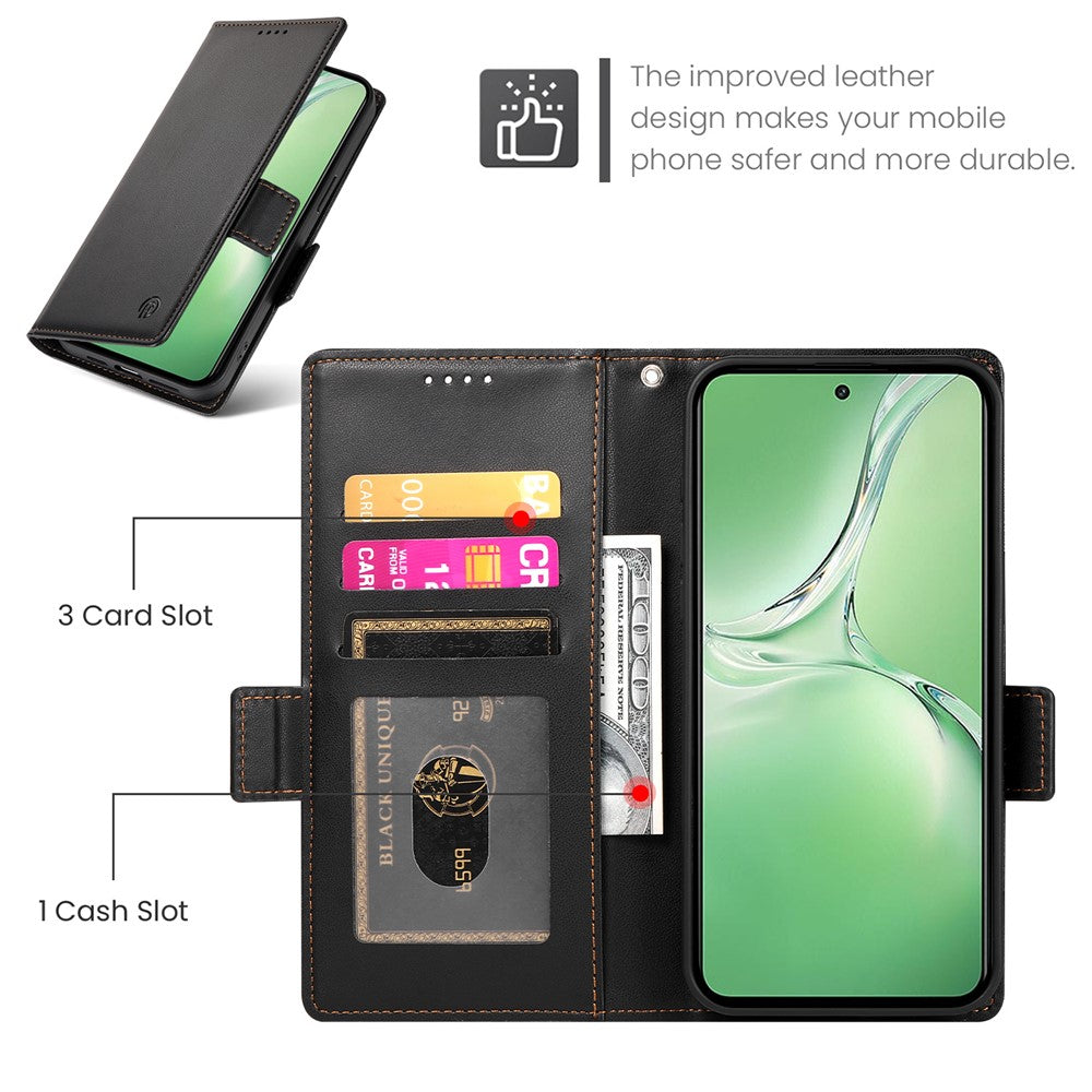 DF-010 For Oppo K12 / OnePlus Nord CE4 5G Stand Case Anti-Drop PU Leather Wallet Phone Cover - Black