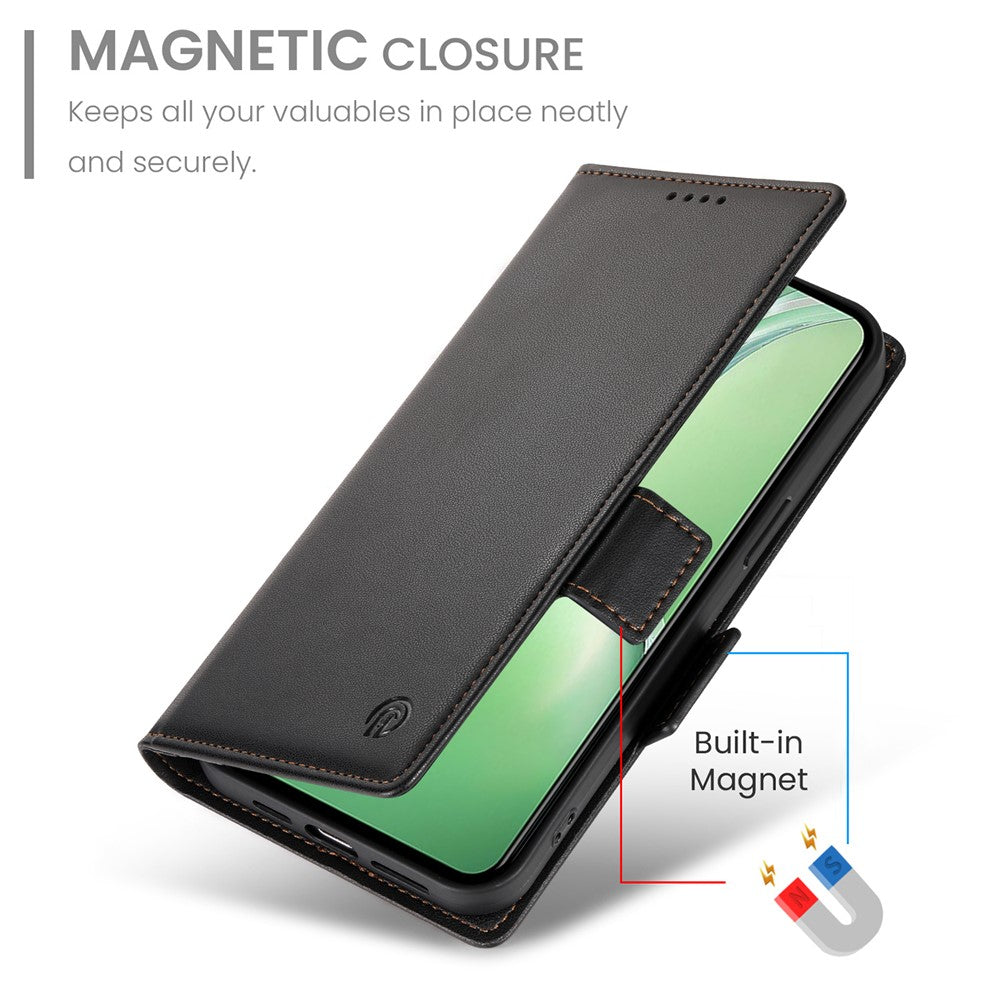 DF-010 For Oppo K12 / OnePlus Nord CE4 5G Stand Case Anti-Drop PU Leather Wallet Phone Cover - Black