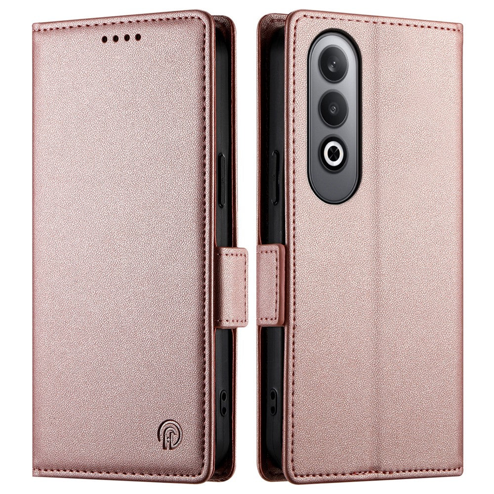 DF-010 For Oppo K12 / OnePlus Nord CE4 5G Stand Case Anti-Drop PU Leather Wallet Phone Cover - Rose Gold