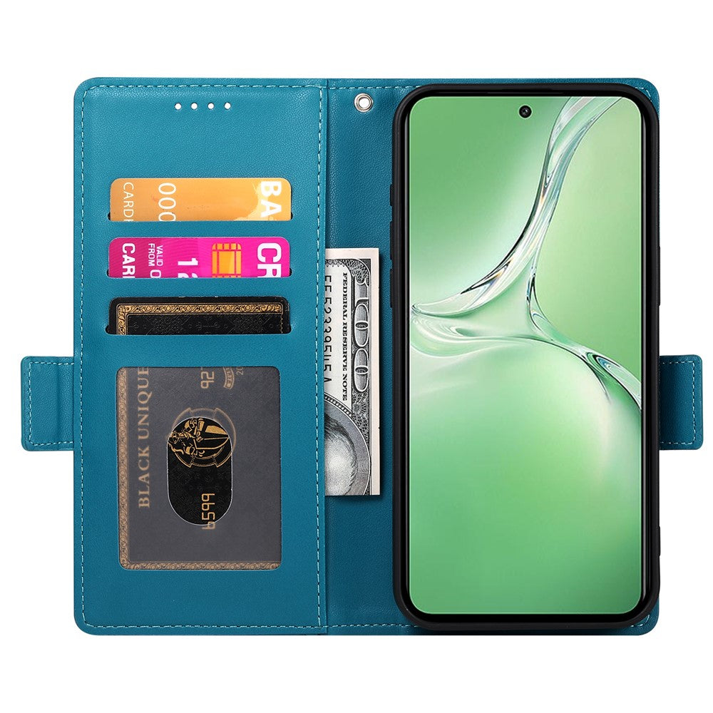 DF-010 For Oppo K12 / OnePlus Nord CE4 5G Stand Case Anti-Drop PU Leather Wallet Phone Cover - Blue