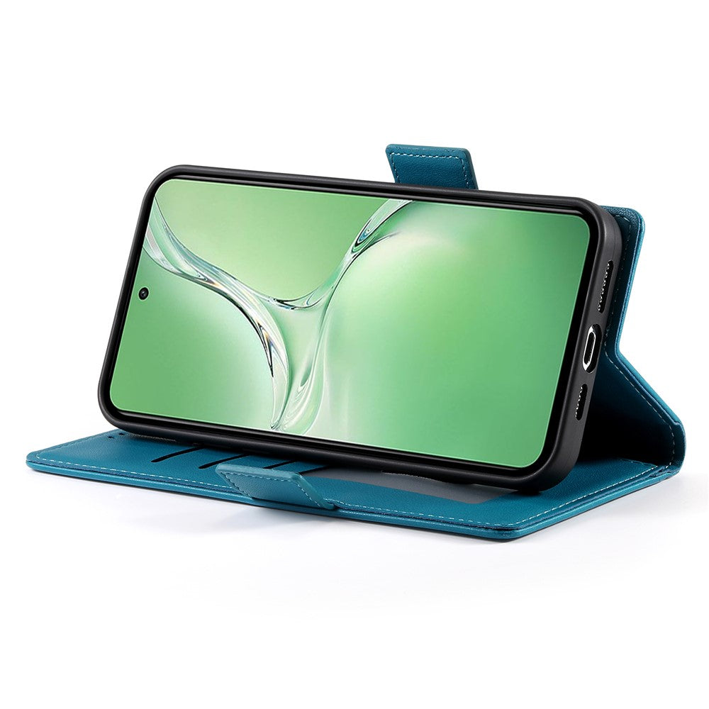 DF-010 For Oppo K12 / OnePlus Nord CE4 5G Stand Case Anti-Drop PU Leather Wallet Phone Cover - Blue