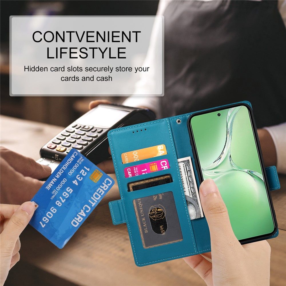 DF-010 For Oppo K12 / OnePlus Nord CE4 5G Stand Case Anti-Drop PU Leather Wallet Phone Cover - Blue