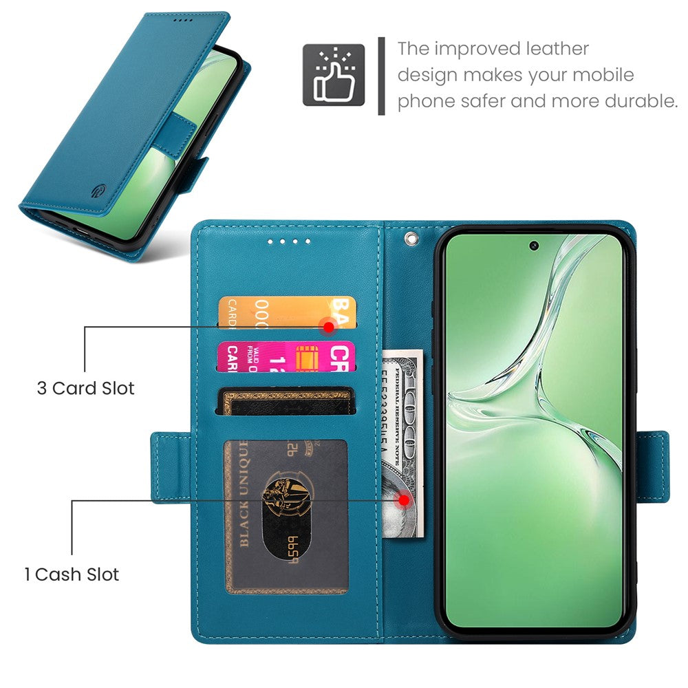 DF-010 For Oppo K12 / OnePlus Nord CE4 5G Stand Case Anti-Drop PU Leather Wallet Phone Cover - Blue