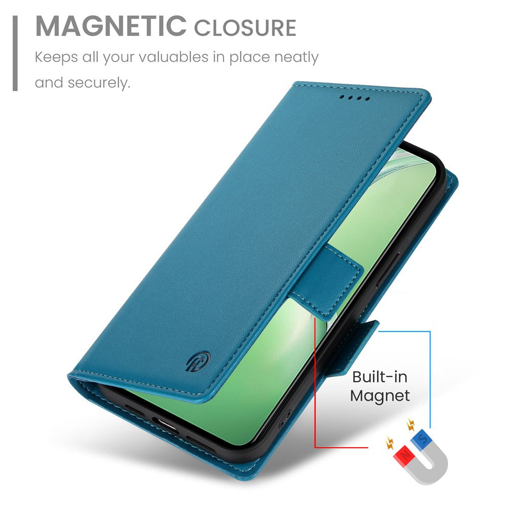 DF-010 For Oppo K12 / OnePlus Nord CE4 5G Stand Case Anti-Drop PU Leather Wallet Phone Cover - Blue
