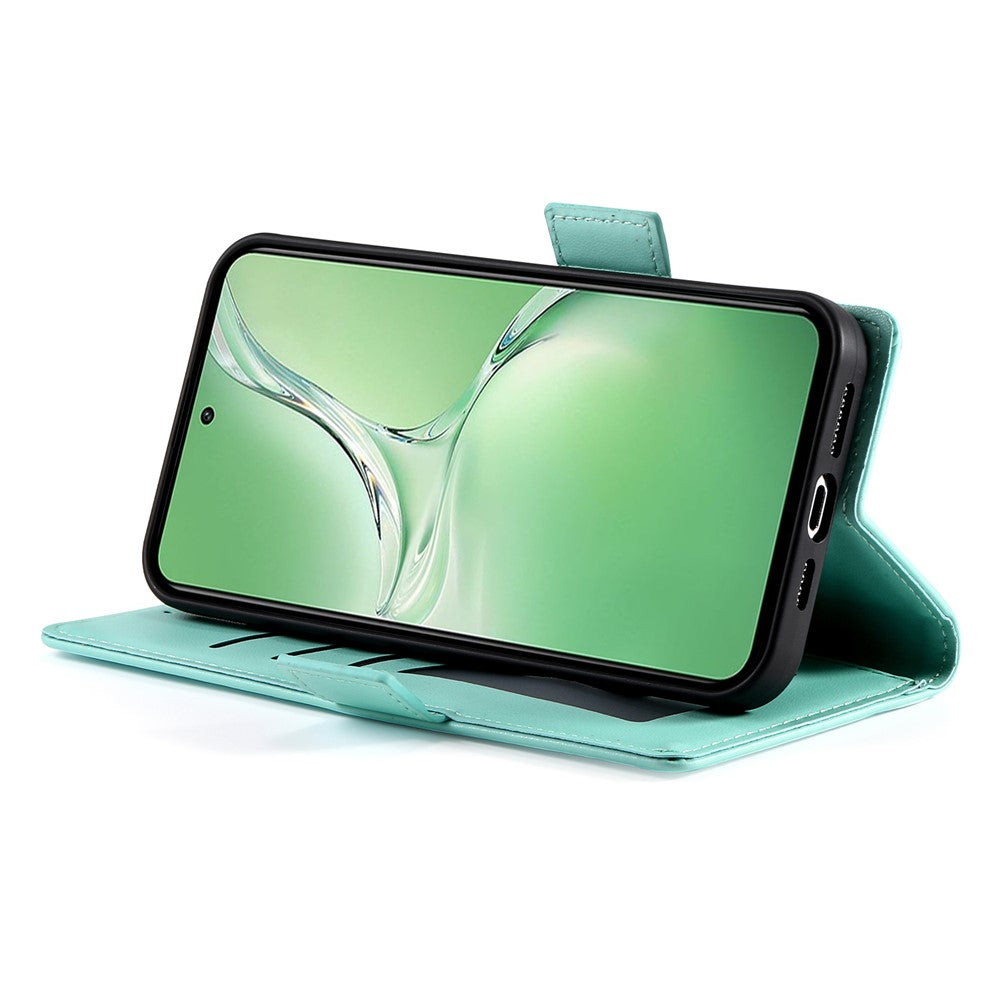 DF-010 For Oppo K12 / OnePlus Nord CE4 5G Stand Case Anti-Drop PU Leather Wallet Phone Cover - Mint Green