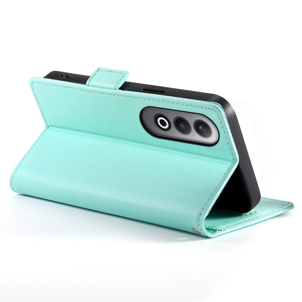 DF-010 For Oppo K12 / OnePlus Nord CE4 5G Stand Case Anti-Drop PU Leather Wallet Phone Cover - Mint Green
