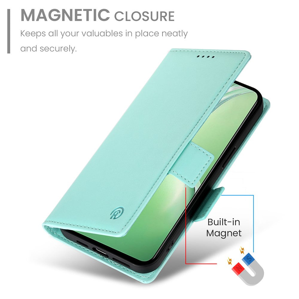 DF-010 For Oppo K12 / OnePlus Nord CE4 5G Stand Case Anti-Drop PU Leather Wallet Phone Cover - Mint Green