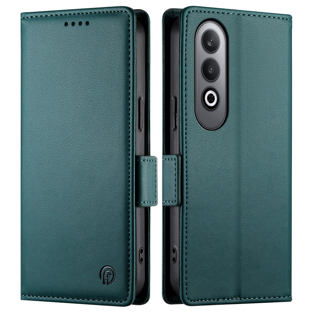 DF-010 For Oppo K12 / OnePlus Nord CE4 5G Stand Case Anti-Drop PU Leather Wallet Phone Cover - Blackish Green