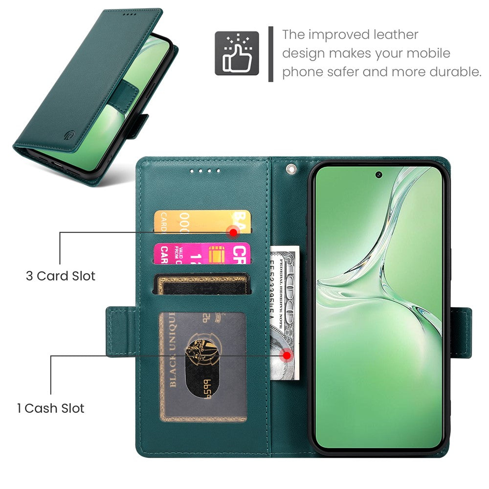 DF-010 For Oppo K12 / OnePlus Nord CE4 5G Stand Case Anti-Drop PU Leather Wallet Phone Cover - Blackish Green