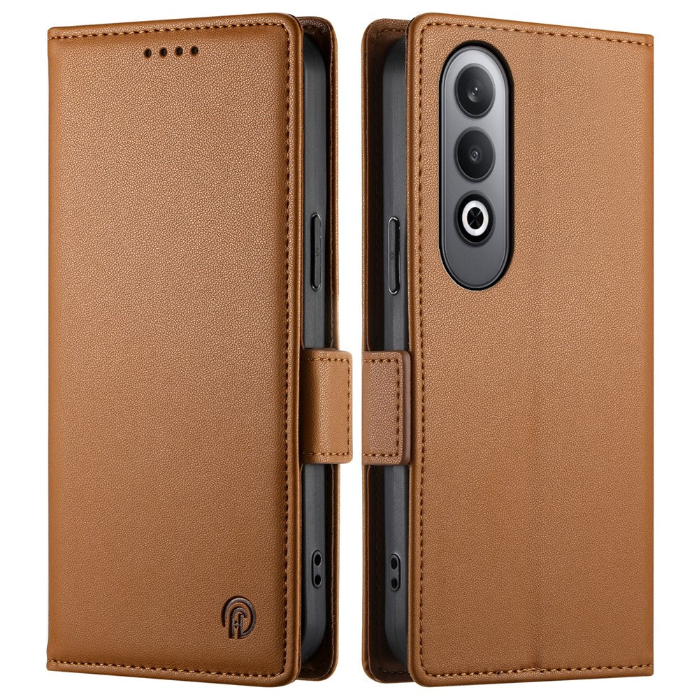 DF-010 For Oppo K12 / OnePlus Nord CE4 5G Stand Case Anti-Drop PU Leather Wallet Phone Cover - Brown