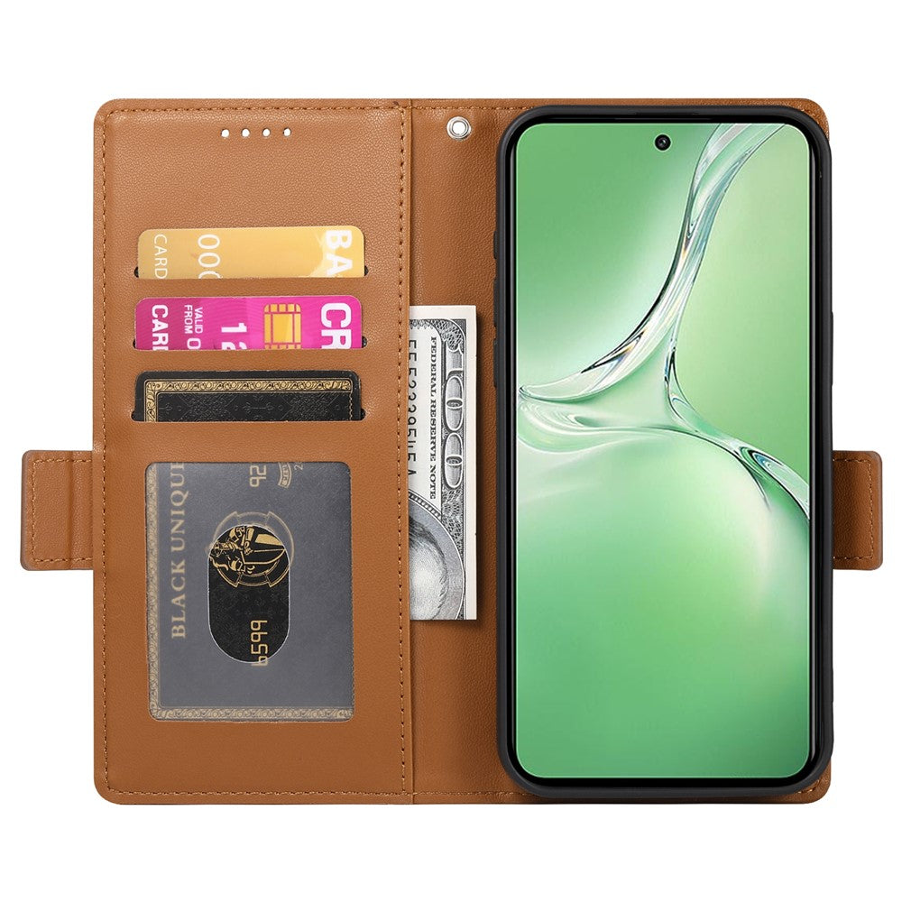 DF-010 For Oppo K12 / OnePlus Nord CE4 5G Stand Case Anti-Drop PU Leather Wallet Phone Cover - Brown