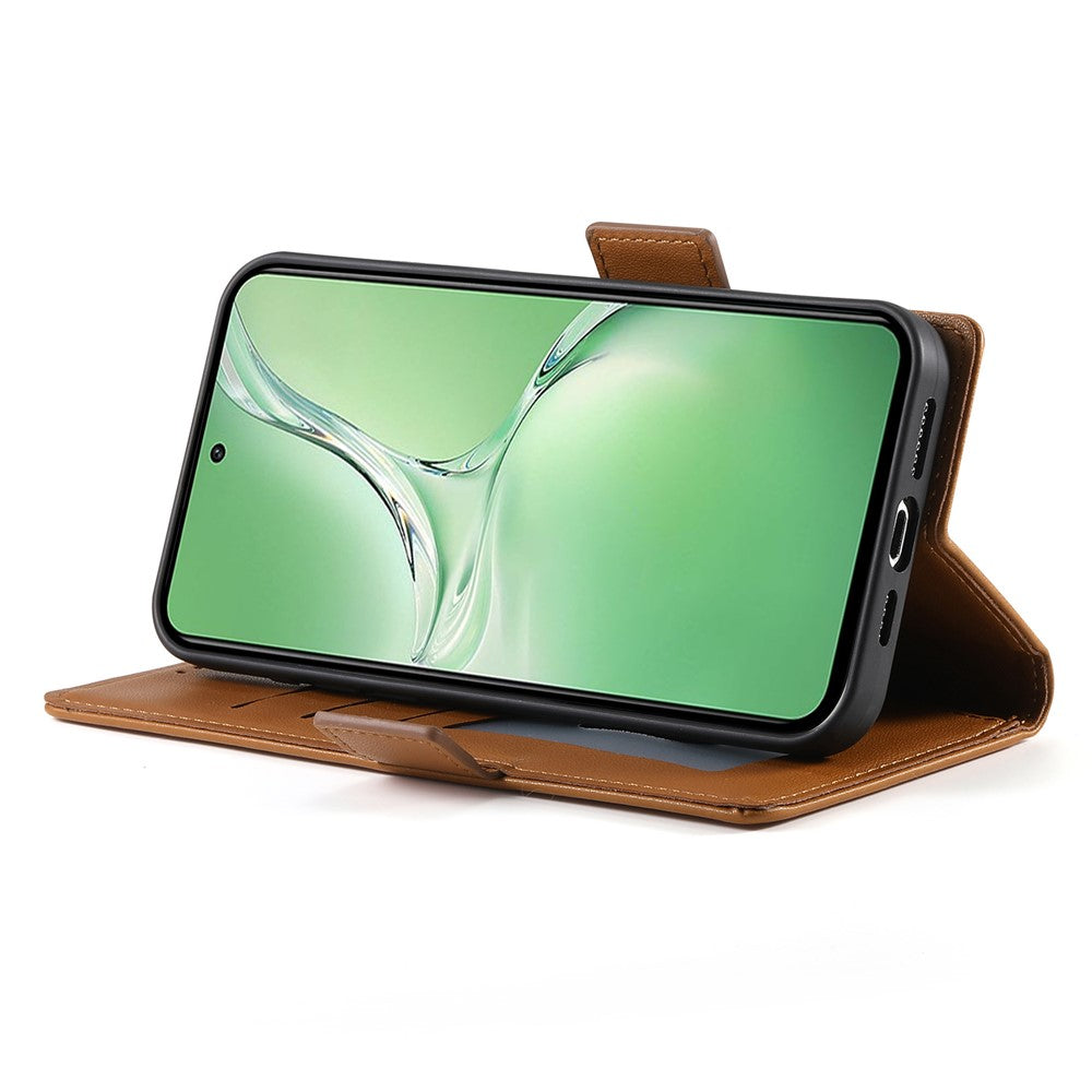 DF-010 For Oppo K12 / OnePlus Nord CE4 5G Stand Case Anti-Drop PU Leather Wallet Phone Cover - Brown