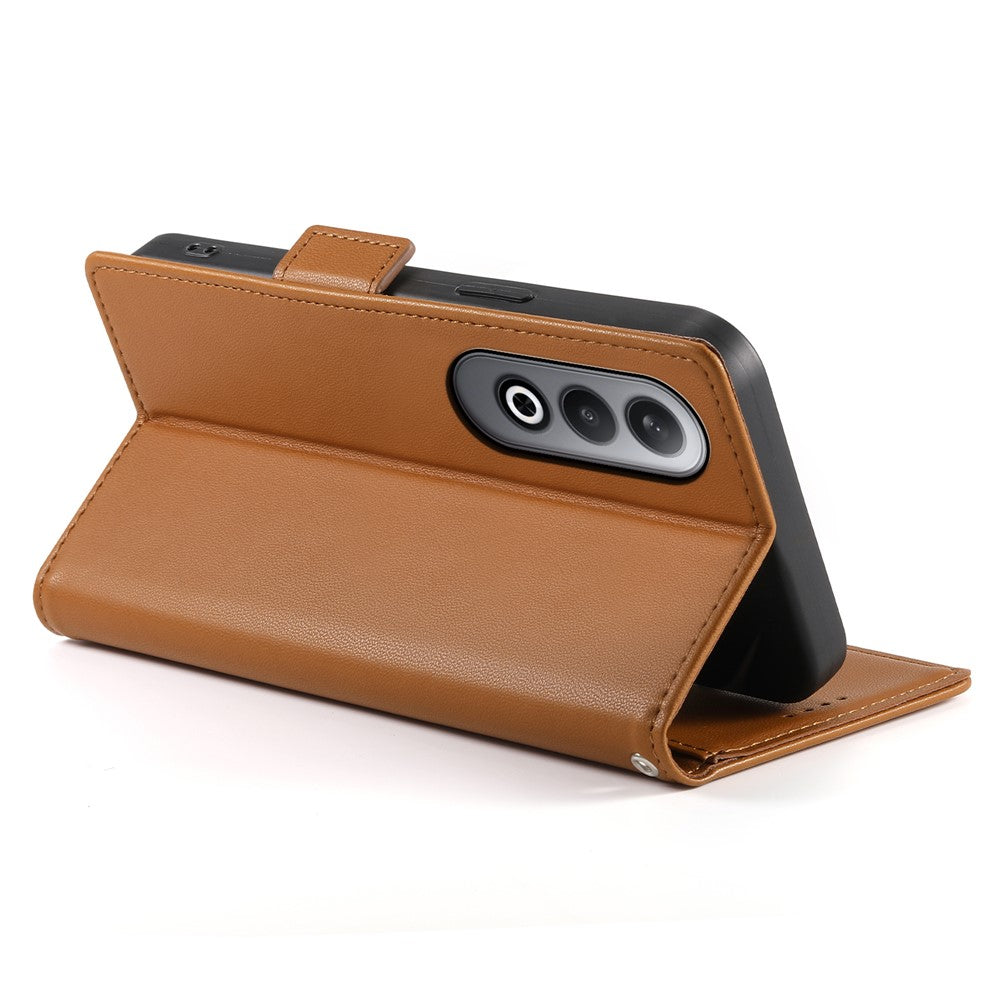 DF-010 For Oppo K12 / OnePlus Nord CE4 5G Stand Case Anti-Drop PU Leather Wallet Phone Cover - Brown