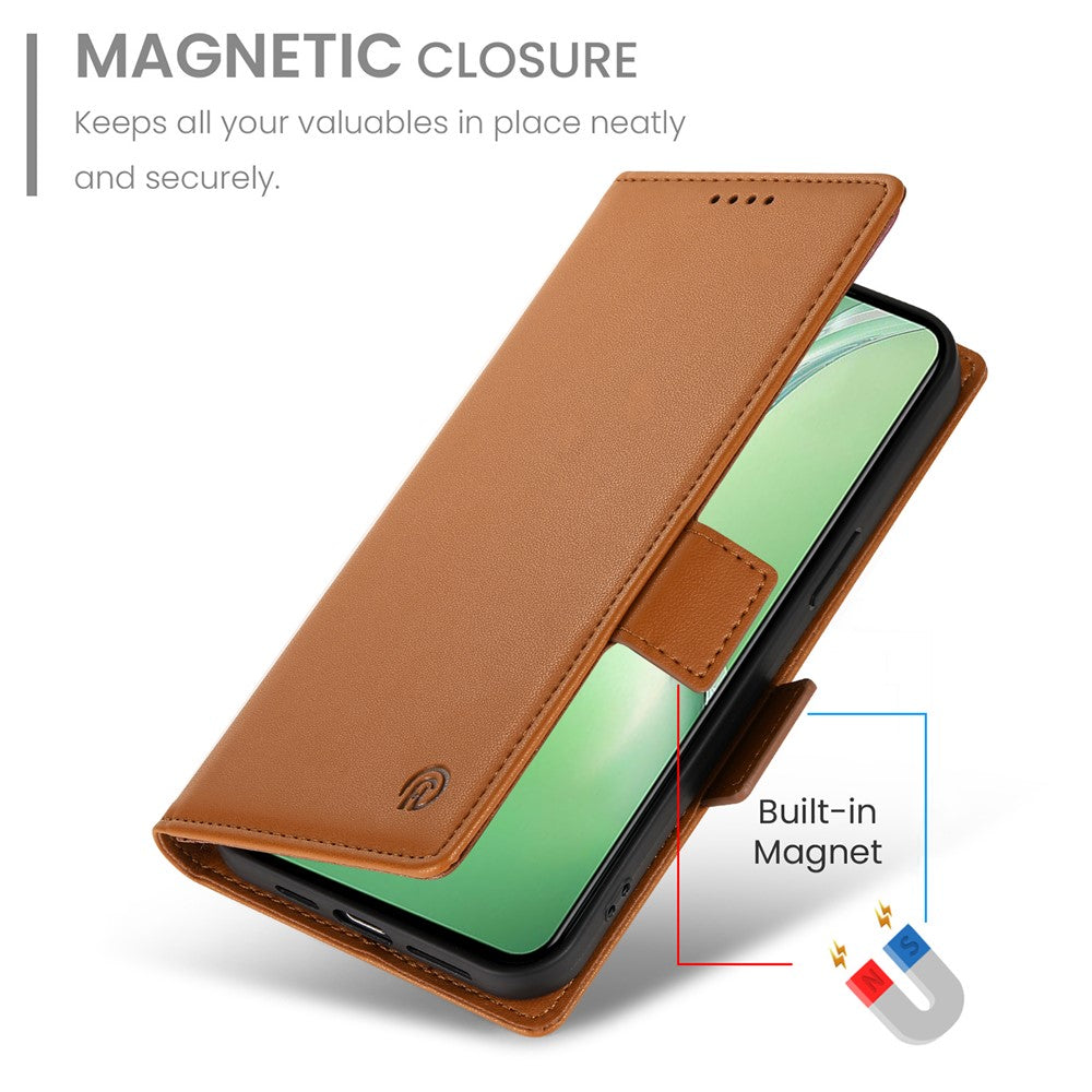 DF-010 For Oppo K12 / OnePlus Nord CE4 5G Stand Case Anti-Drop PU Leather Wallet Phone Cover - Brown