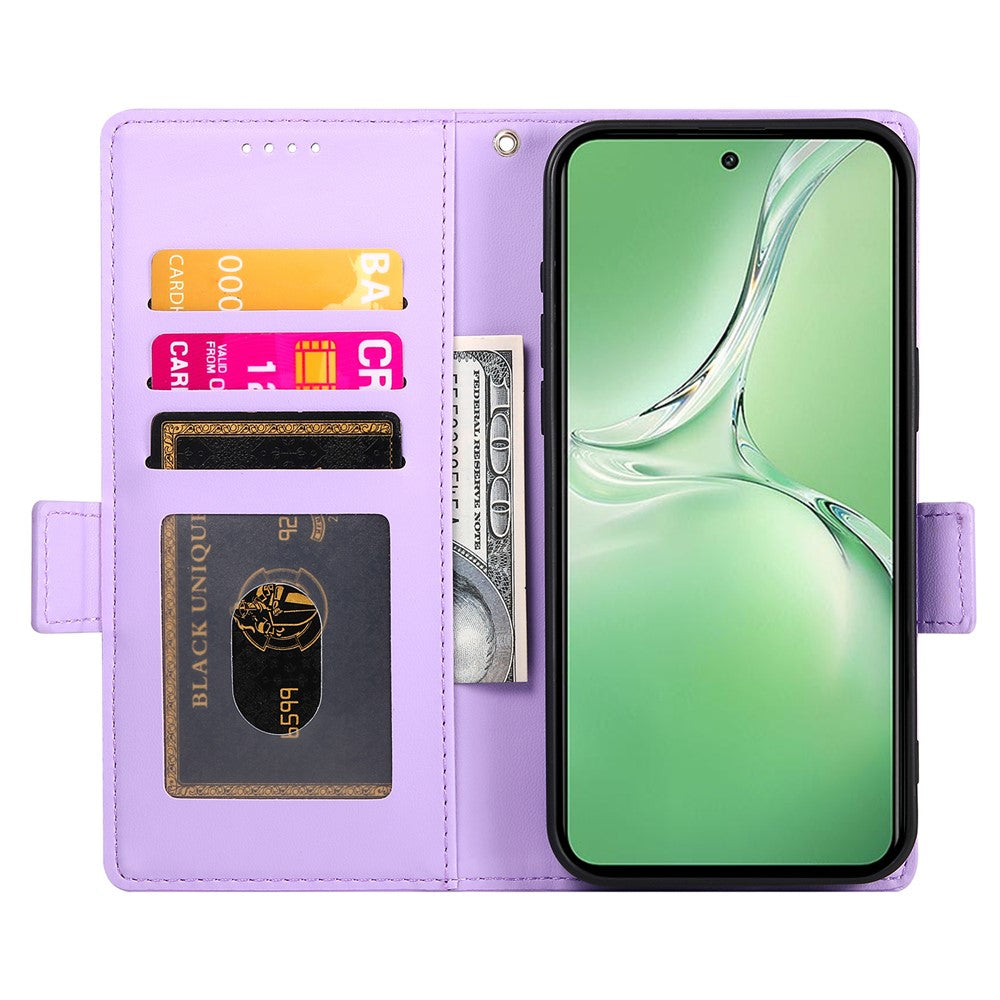 DF-010 For Oppo K12 / OnePlus Nord CE4 5G Stand Case Anti-Drop PU Leather Wallet Phone Cover - Purple