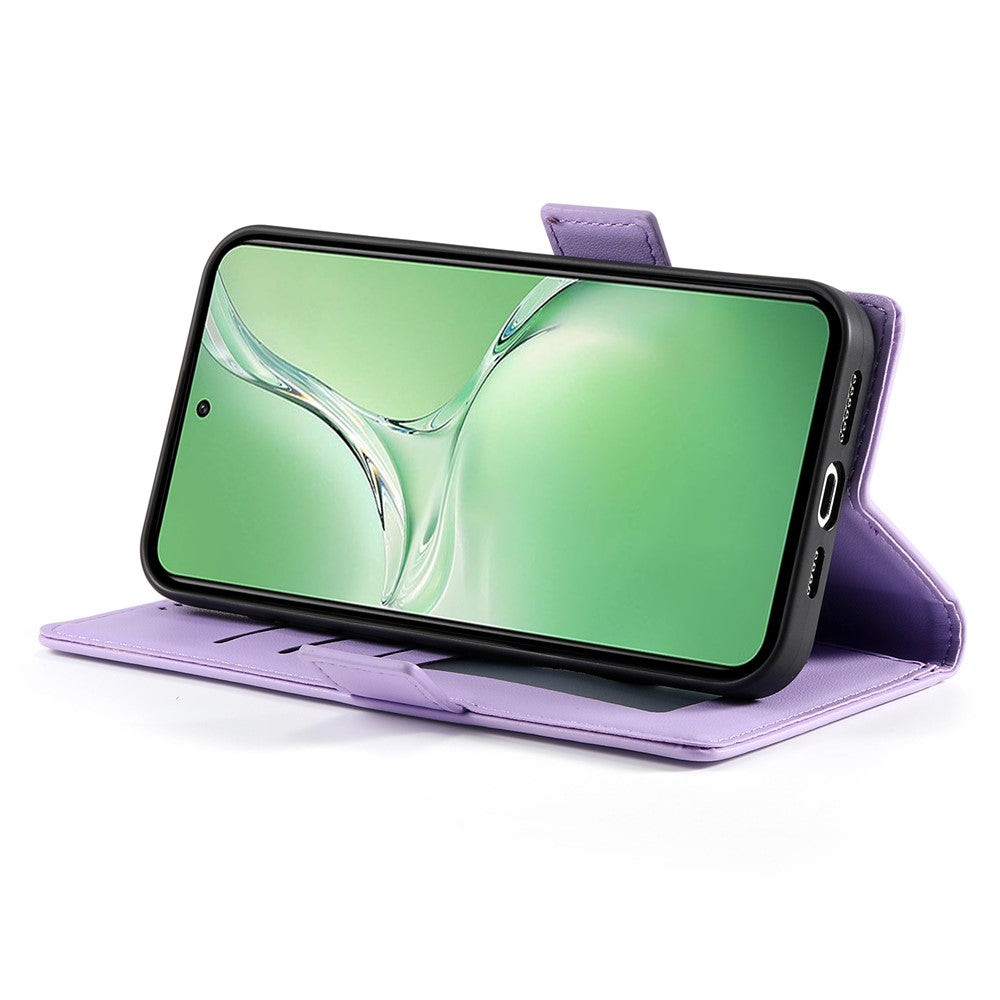 DF-010 For Oppo K12 / OnePlus Nord CE4 5G Stand Case Anti-Drop PU Leather Wallet Phone Cover - Purple