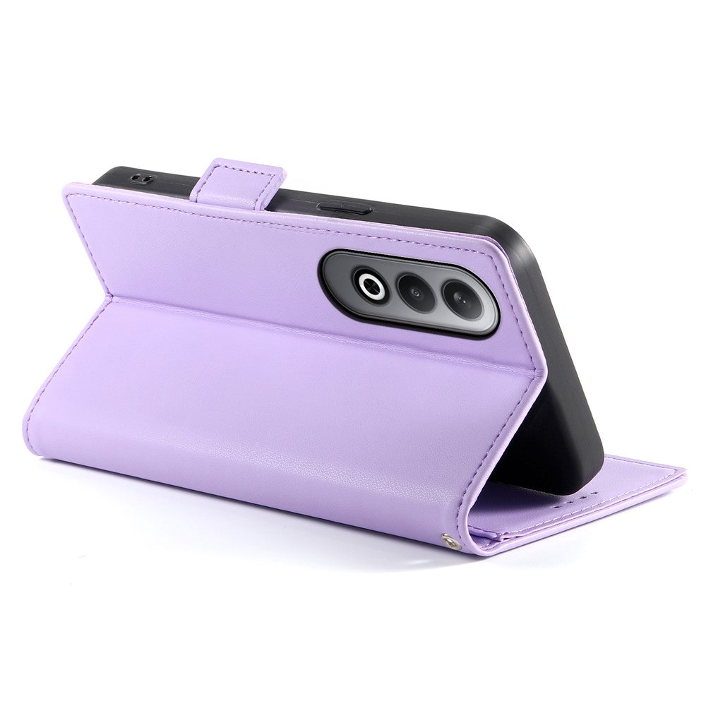 DF-010 For Oppo K12 / OnePlus Nord CE4 5G Stand Case Anti-Drop PU Leather Wallet Phone Cover - Purple