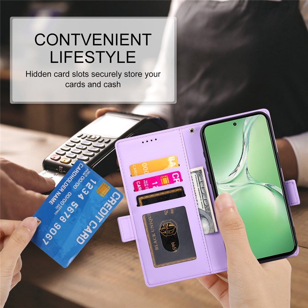 DF-010 For Oppo K12 / OnePlus Nord CE4 5G Stand Case Anti-Drop PU Leather Wallet Phone Cover - Purple